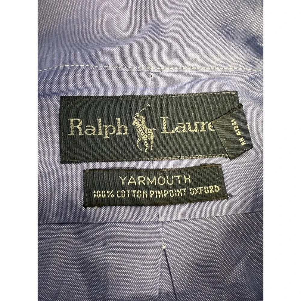 Ralph Lauren Shirt Mens XL 17.5-32/33 Blue Long Sleeve Yarmouth Pinpoint‎ Oxford